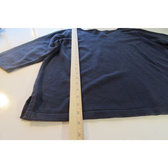 Linea by Louis Dell'Olio Embroidered Sweater 3/4 Sleeve Womens 1XL Navy White - Picture 7 of 8
